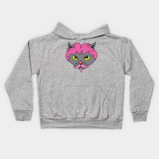 Cat with wig, hairless cat with wig, cat with a mustache Kids Hoodie